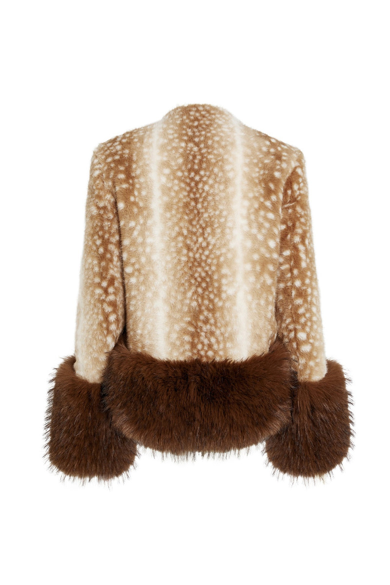 FAUX FUR CROPPED JACKET BEIGE BROWN 3