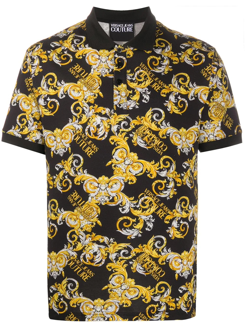 logo baroque print polo shirt - 1