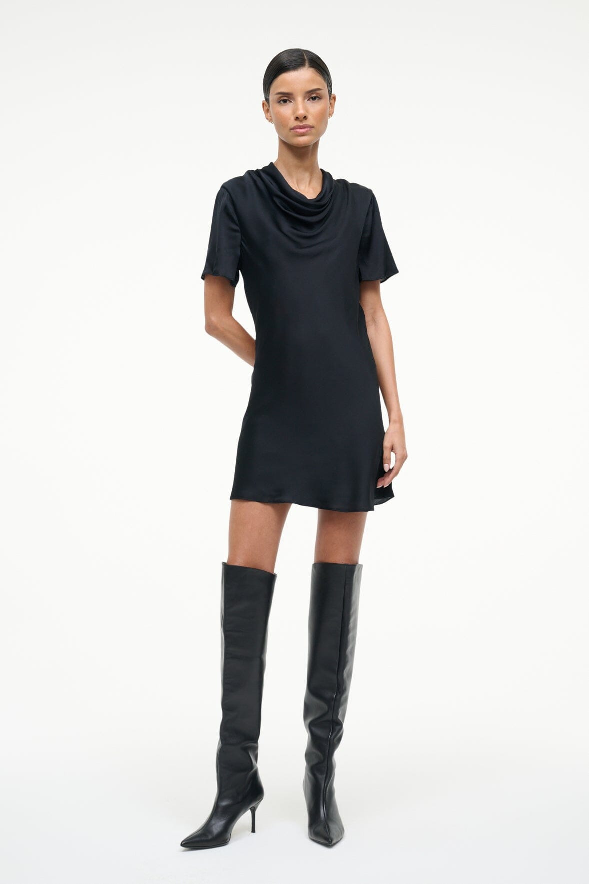 STAUD IRIS SILK DRESS BLACK - 5