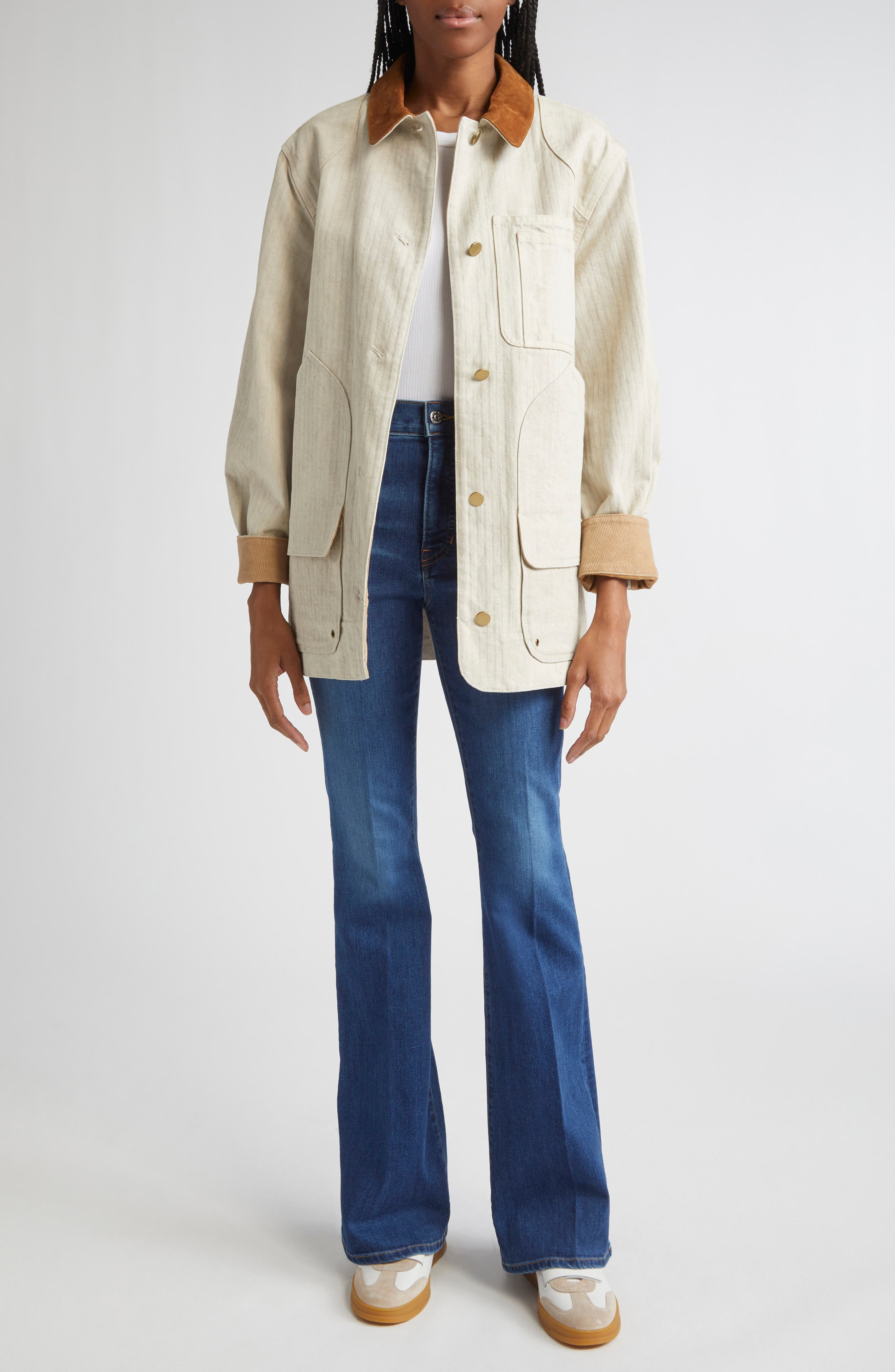 Veronica Beard Abbas Cotton Barn Jacket in Light Oatmeal at Nordstrom - 2