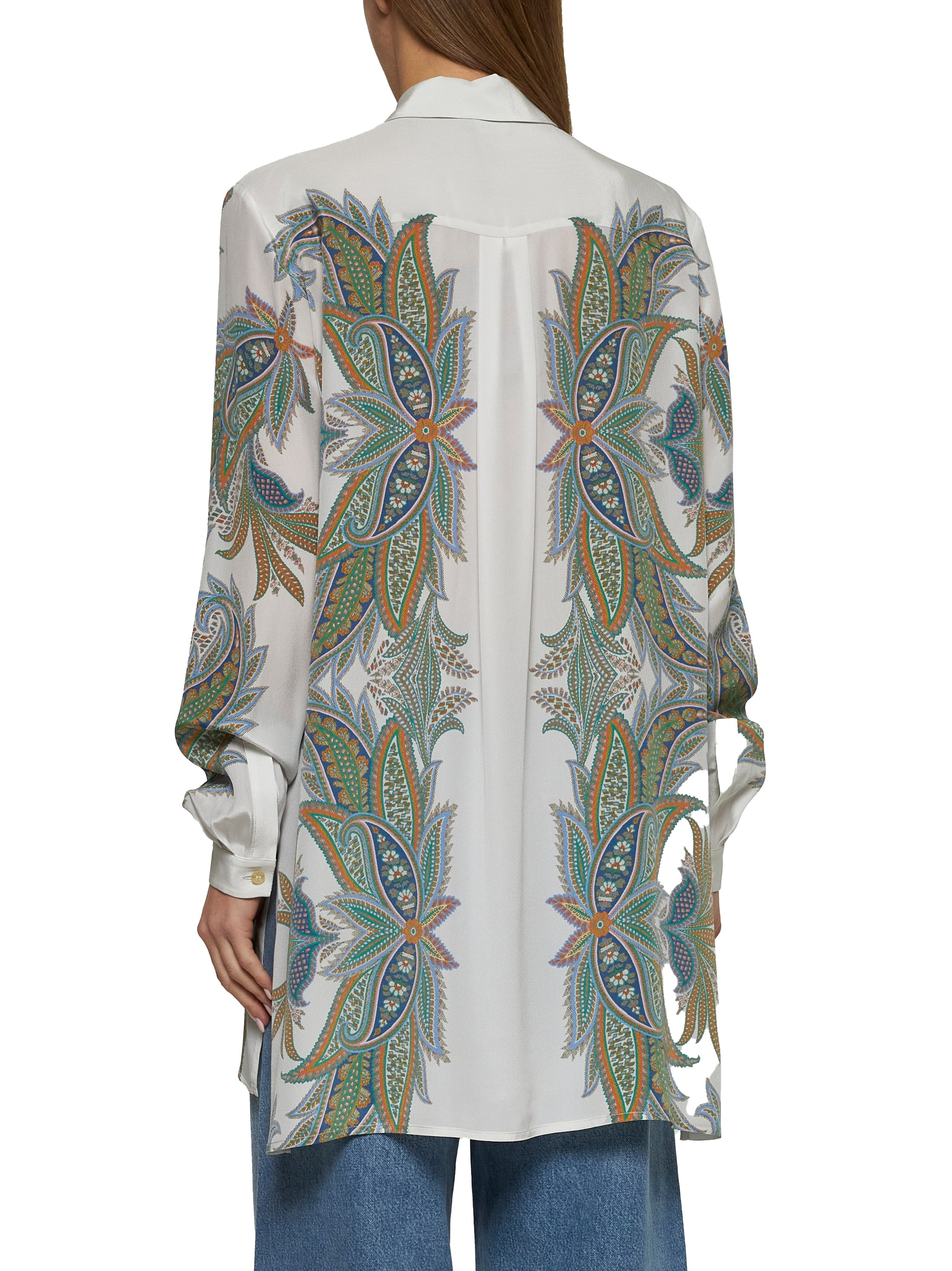 White Paisley print crêpe de Chine shirt - 4