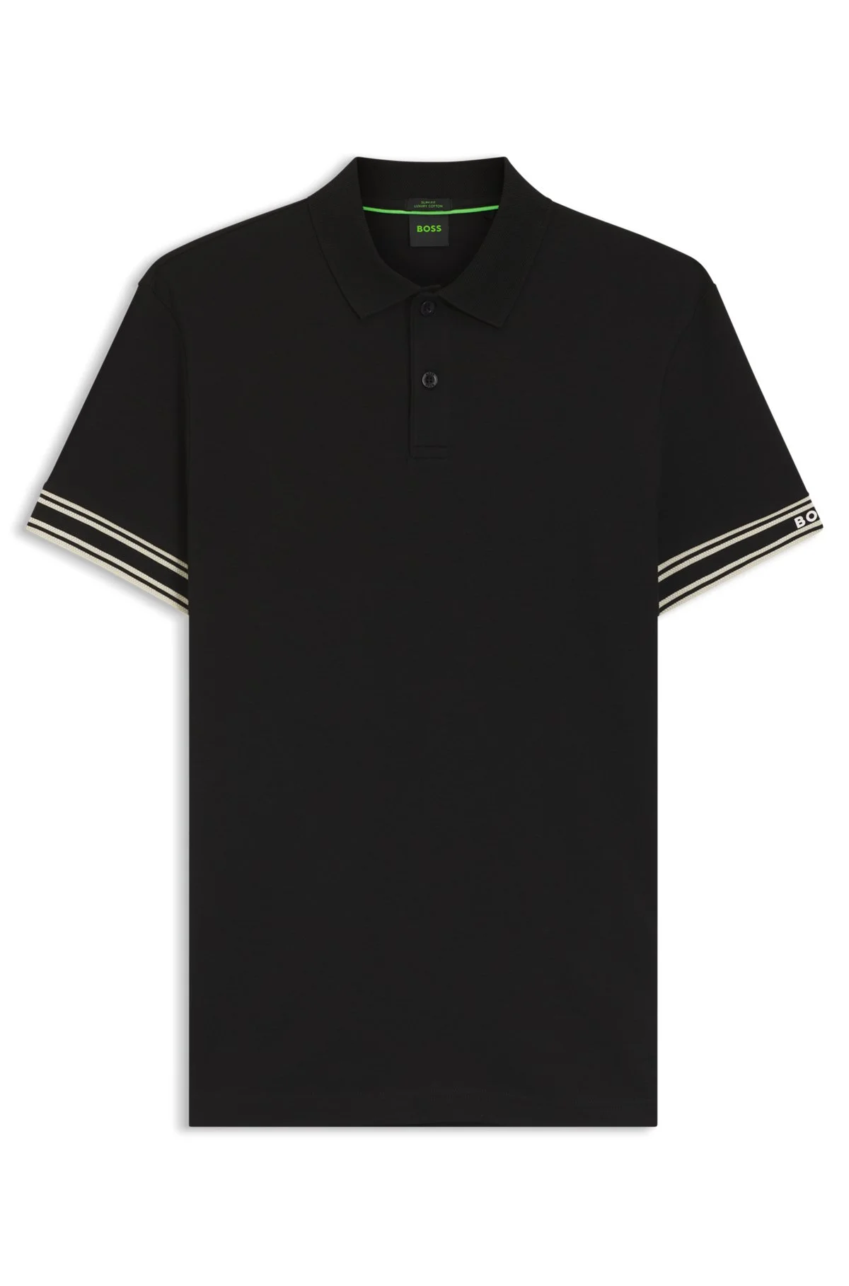 SLIM-FIT POLO SHIRT IN COTTON WITH STRIPED CUFFS - 1