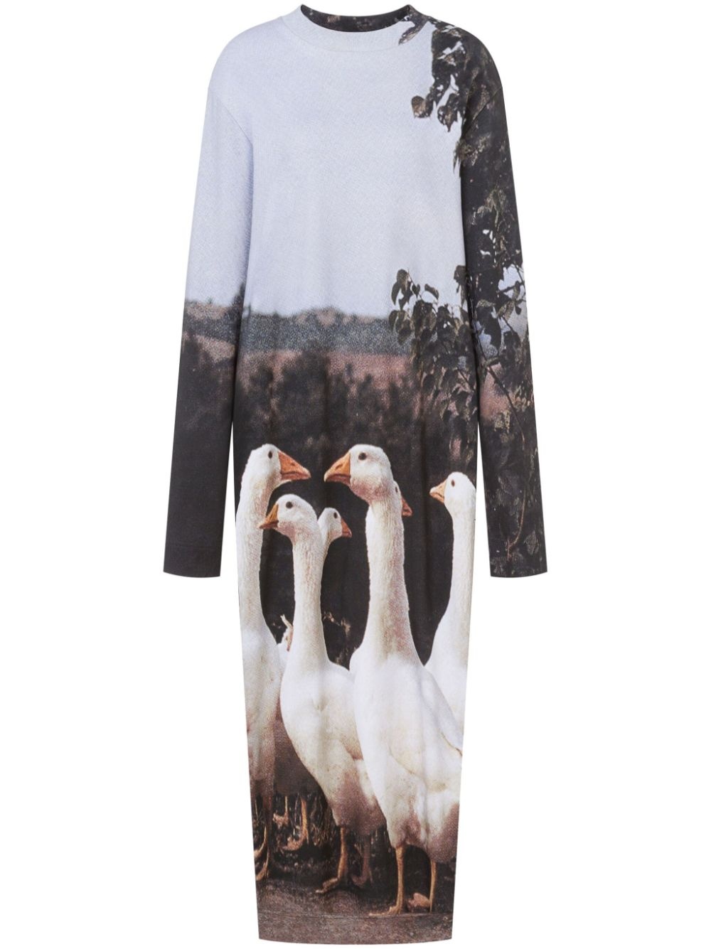 goose-motif midi dress - 1