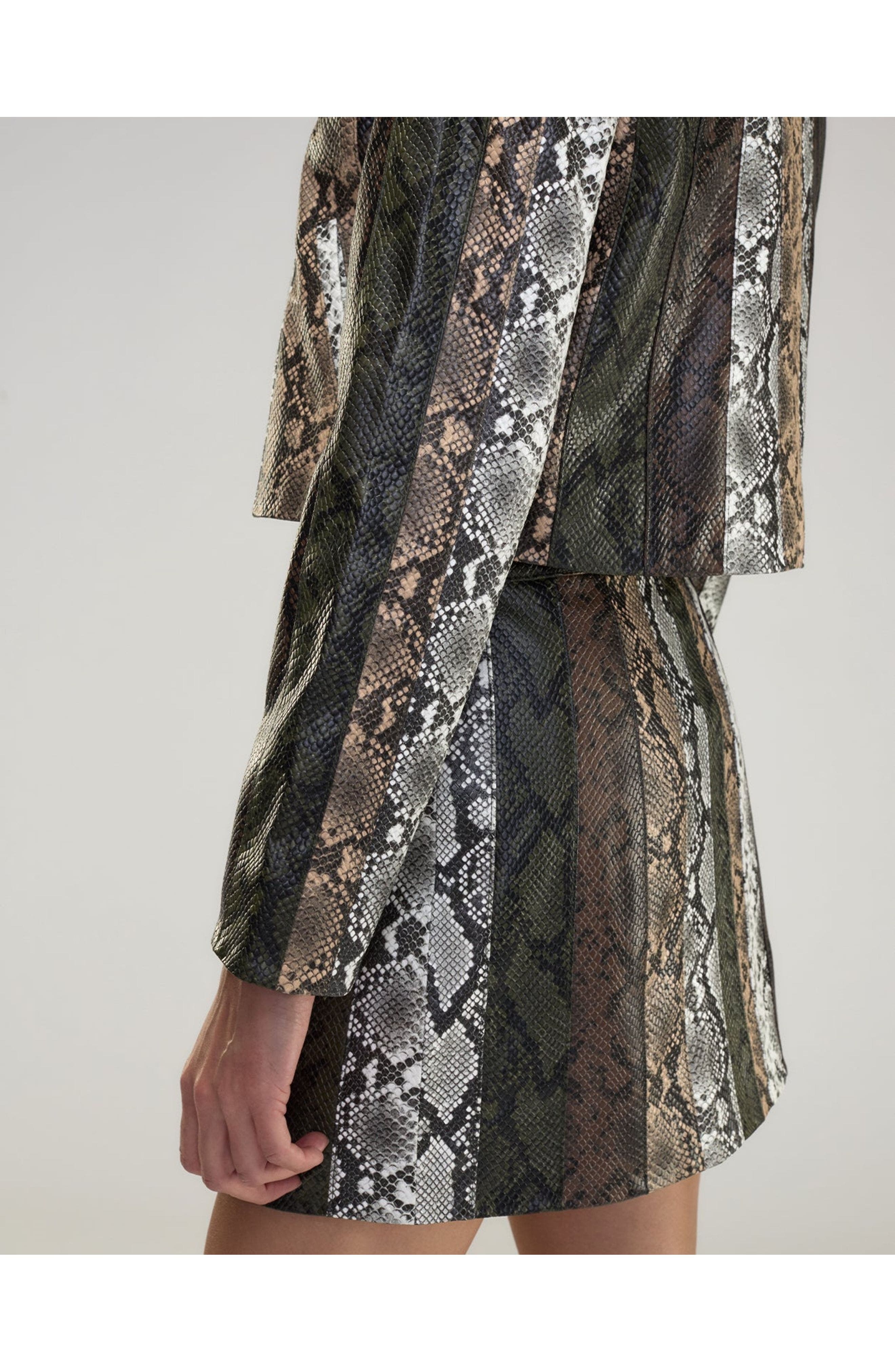 Cynthia Rowley Snake-Embossed Vegan Leather Skirt in Multi at Nordstrom - 8