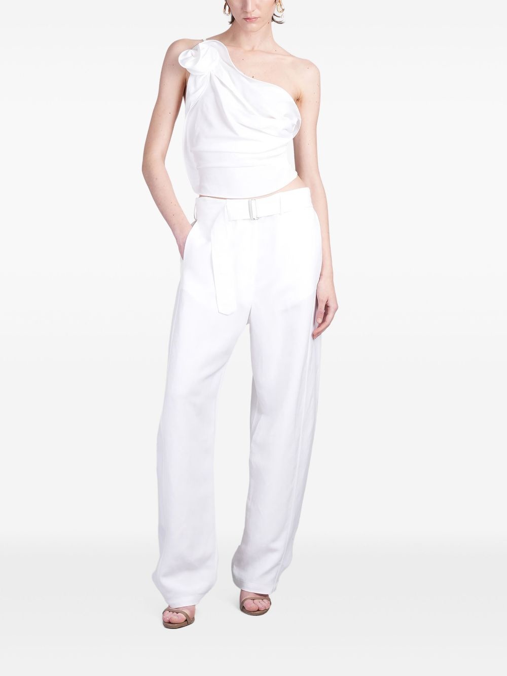 one-shoulder draped top - 2