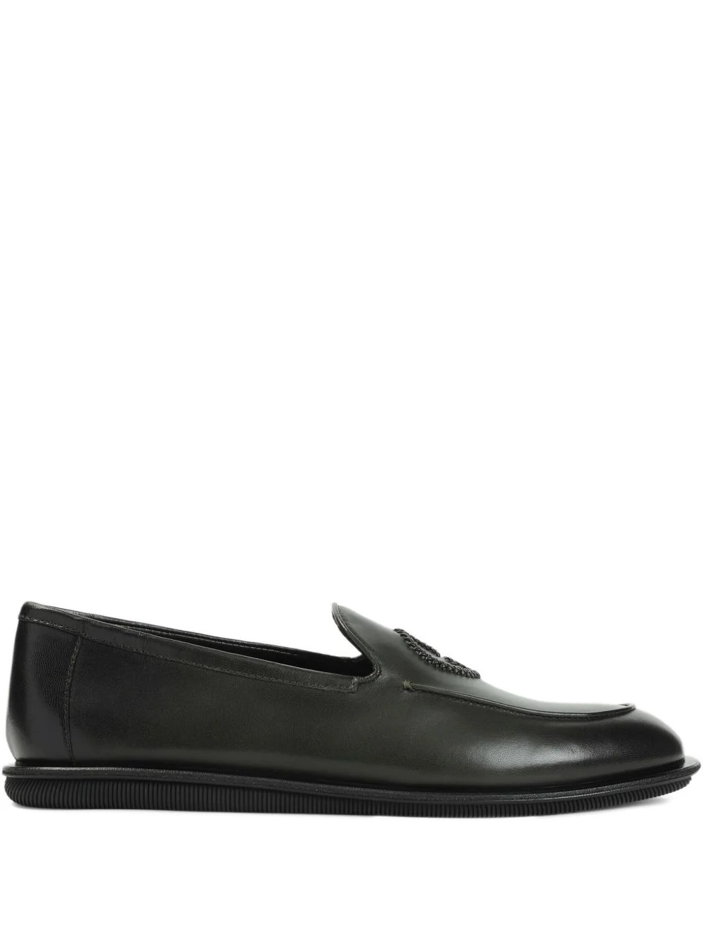 logo-appliqué leather loafers - 1