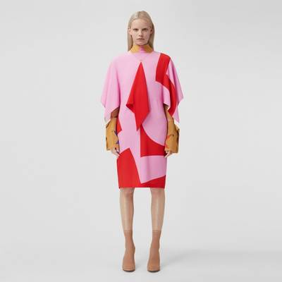 Burberry Cape Sleeve Geometric Print Silk Crepe de Chine Dress outlook