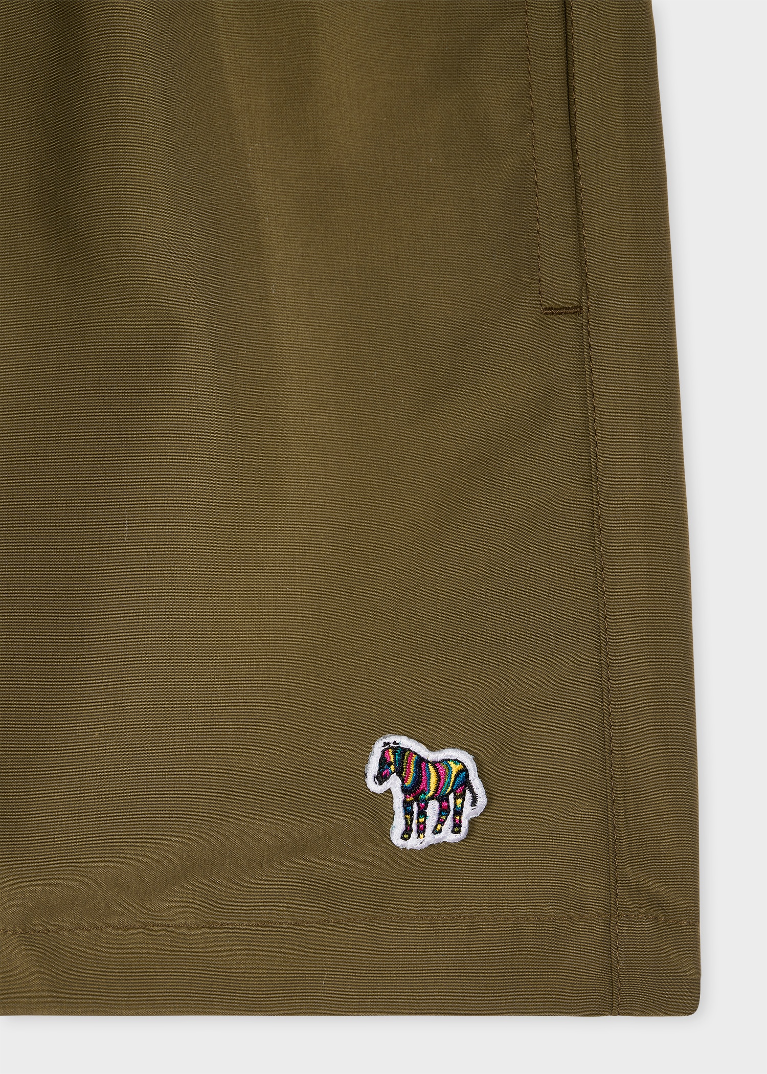 Military Green Zebra Logo Swim Shorts - 2