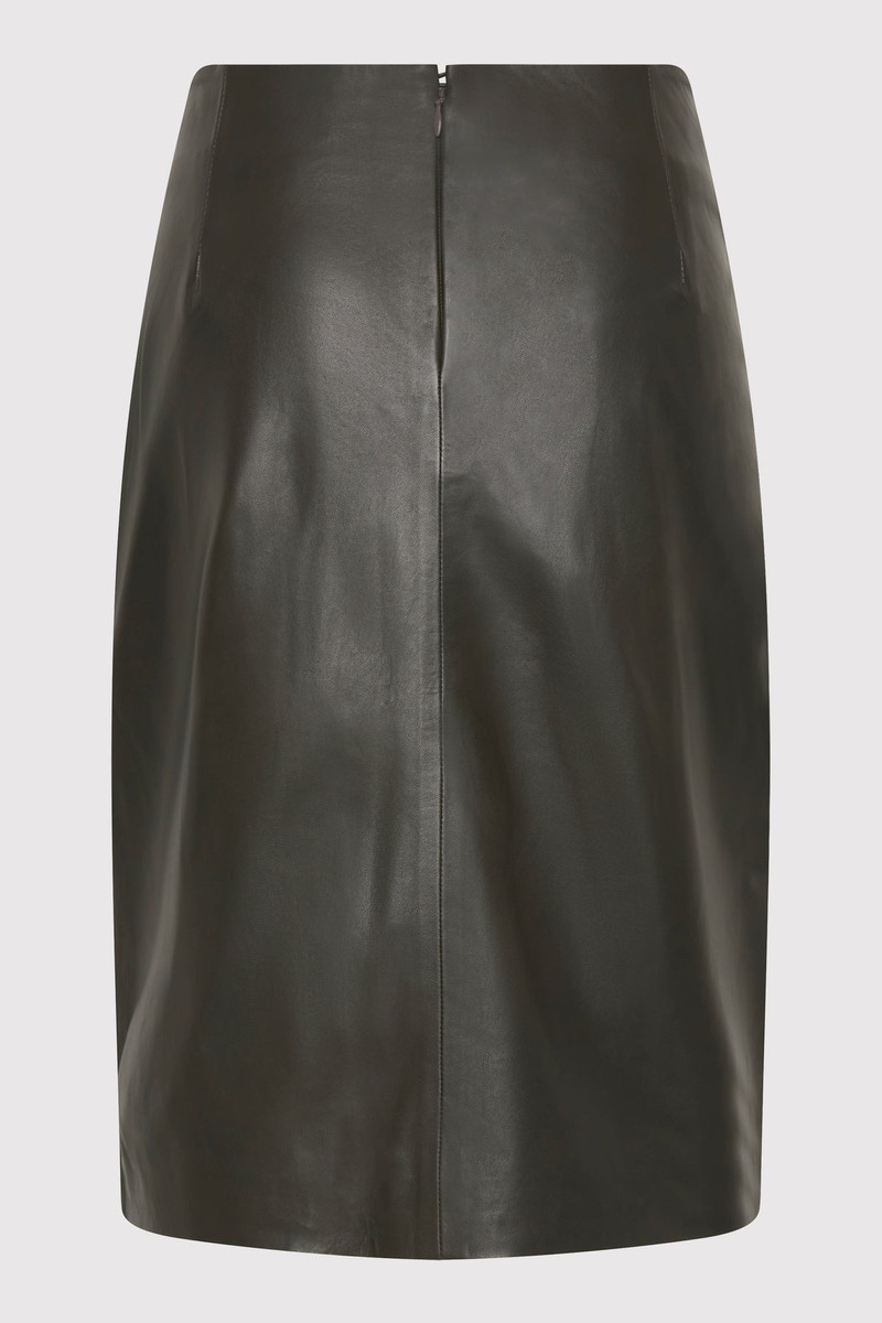 ST. AGNI Leather Pencil Skirt - Khaki outlook