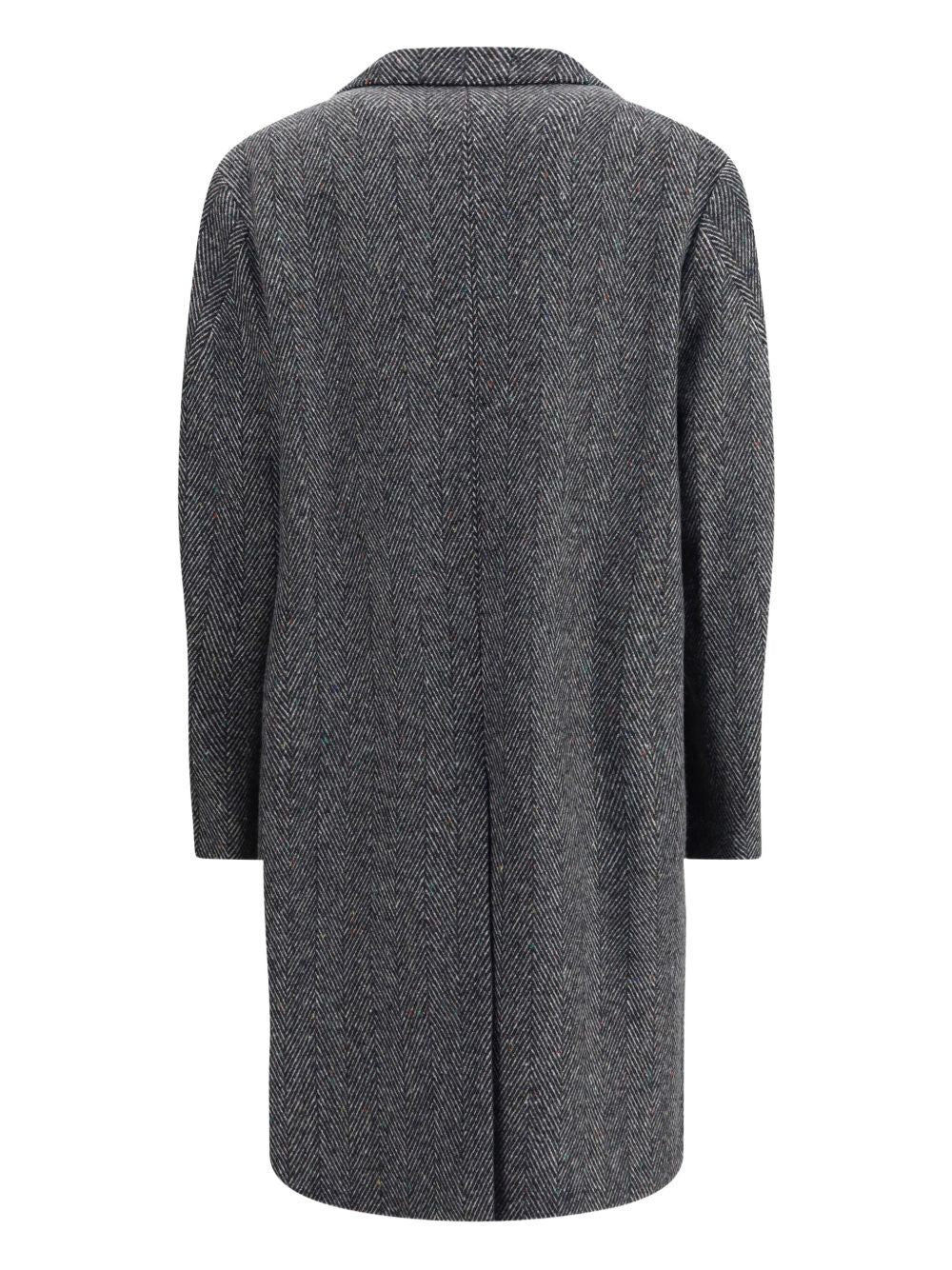 HERRINGBONE-PATTERN NOTCHED-LAPEL COAT - 4