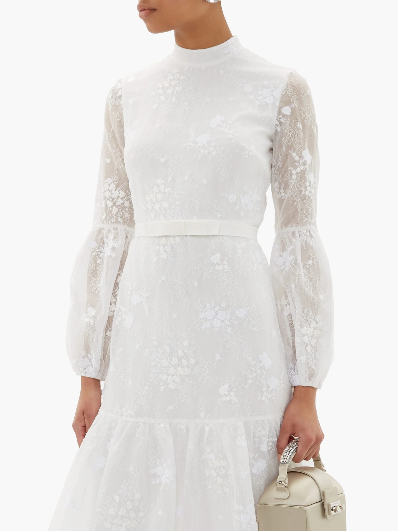 Sandra floral-embroidered lace midi dress - 8