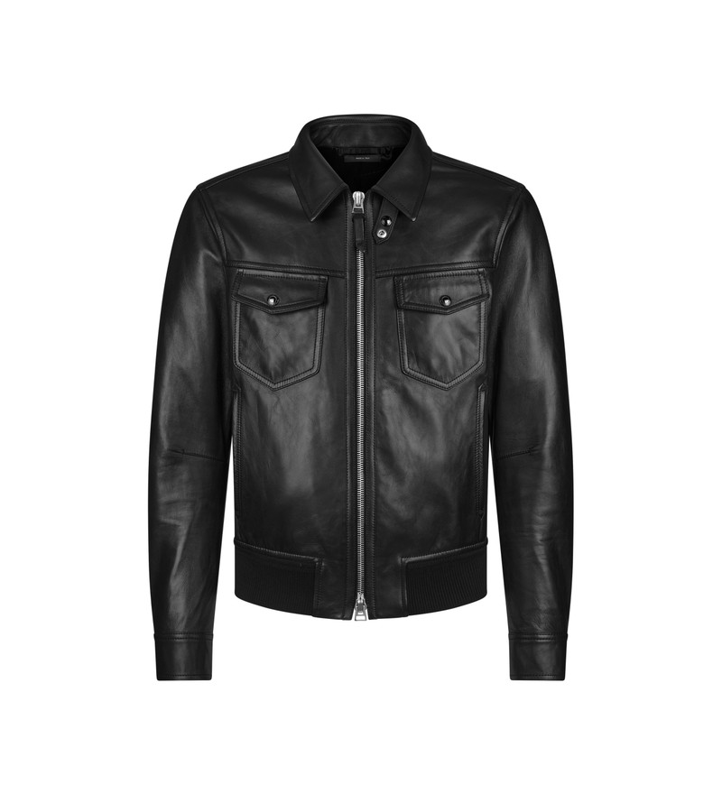 NAPPA GRAIN LEATHER COLLAR BLOUSON 1