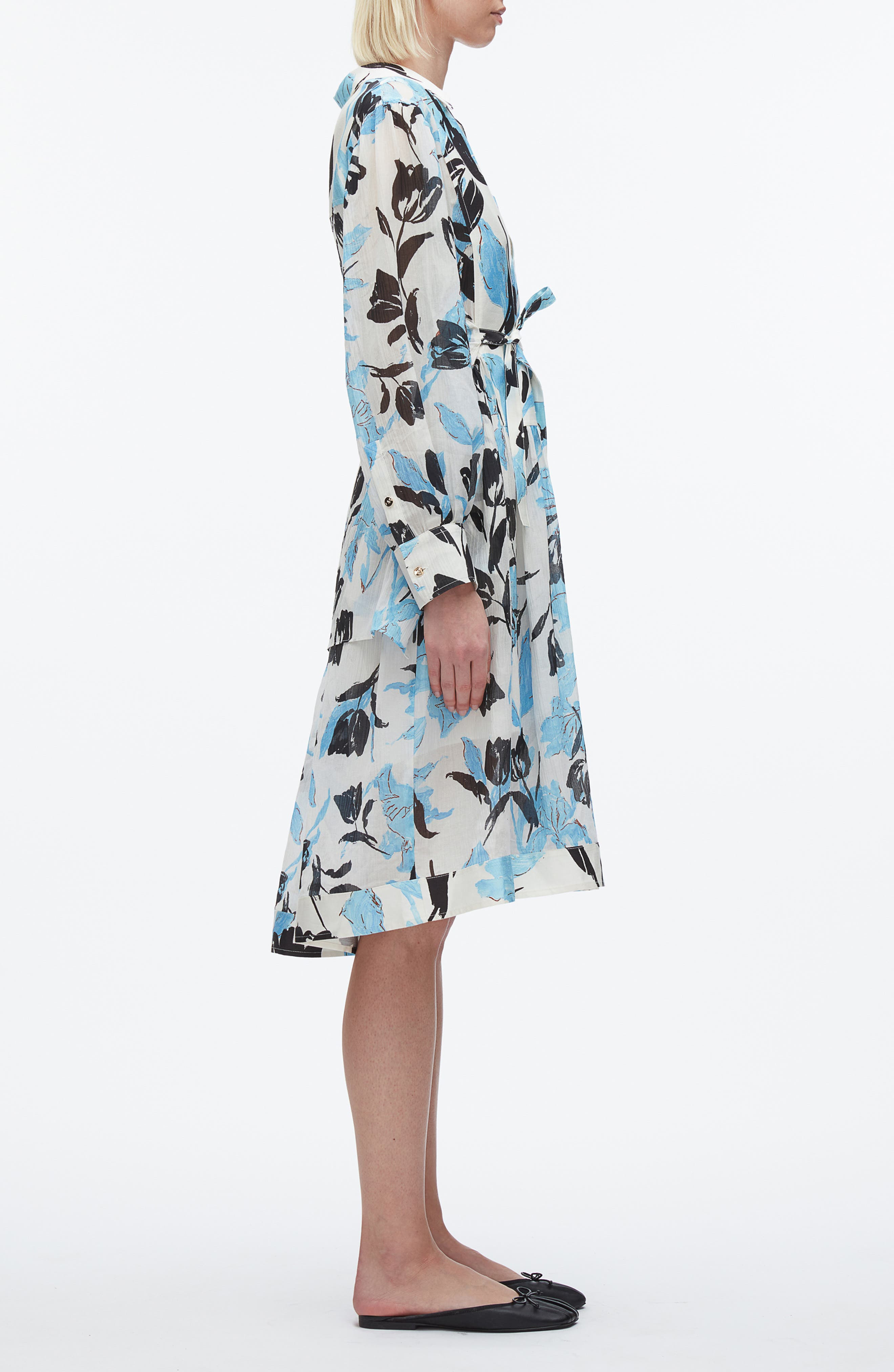 3.1 Phillip Lim Joyful Tulips Long Sleeve Silk Blend Shirtdress in Ivory Multi at Nordstrom - 3