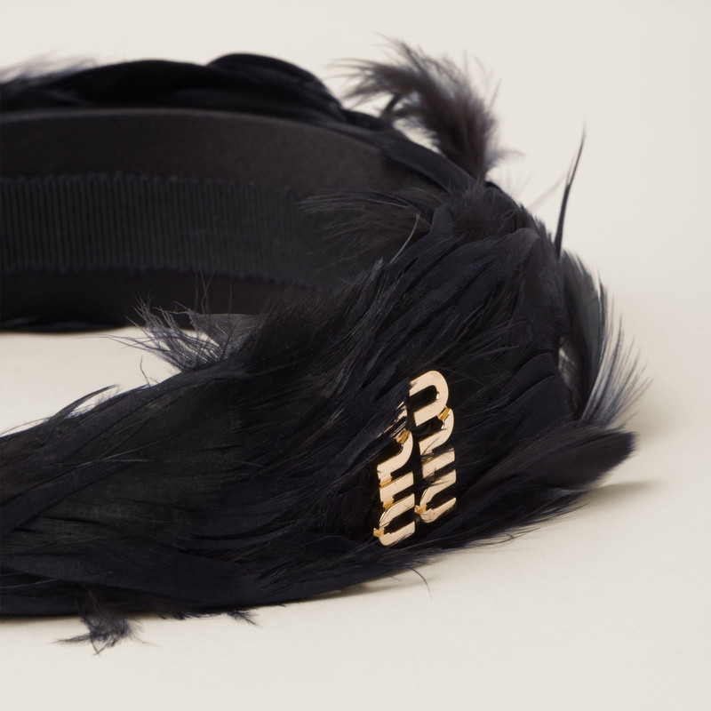 Miu Miu Satin headband with feathers outlook