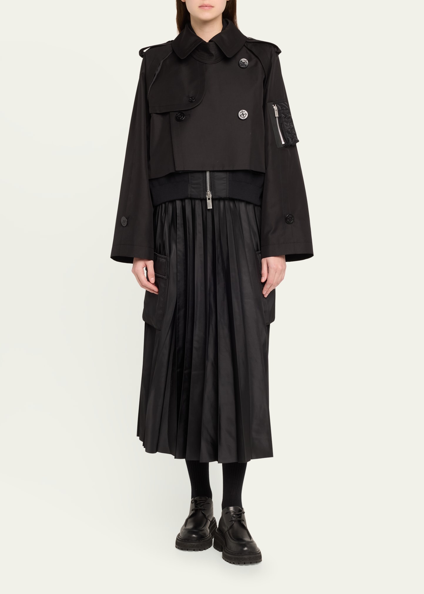 Hybrid Crop Trench Blouson Jacket - 2