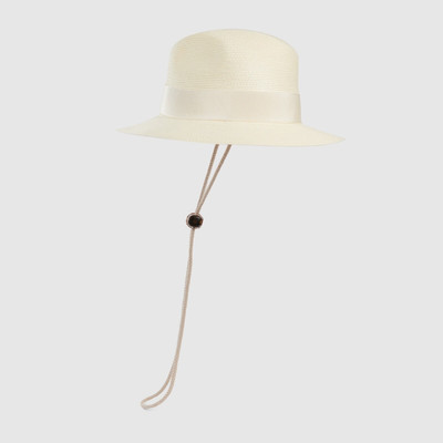 GUCCI Raffia-effect wide-brimmed hat with bow outlook