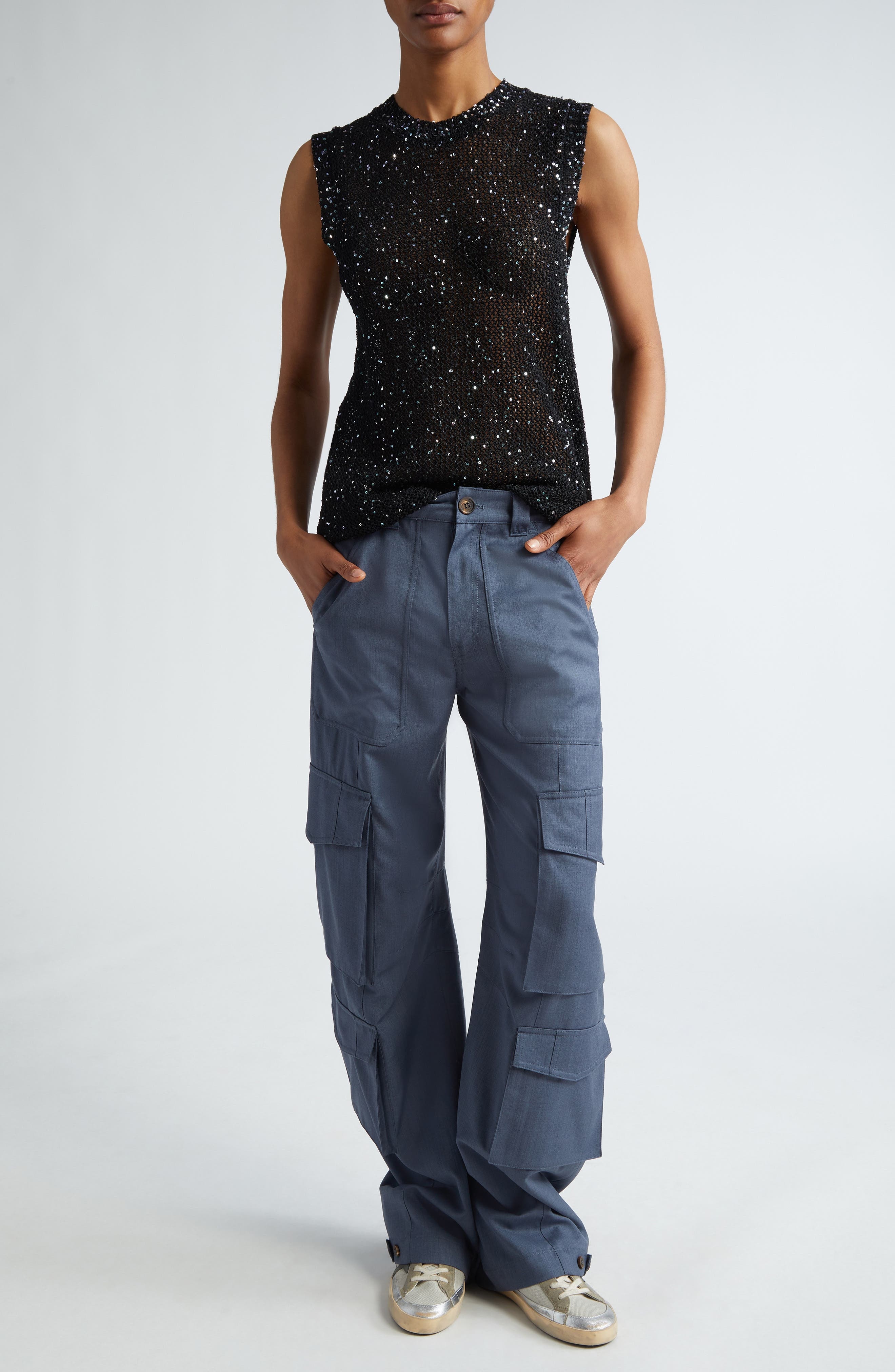 Golden Goose Journey Sequin Sleeveless Sweater in Black at Nordstrom - 2