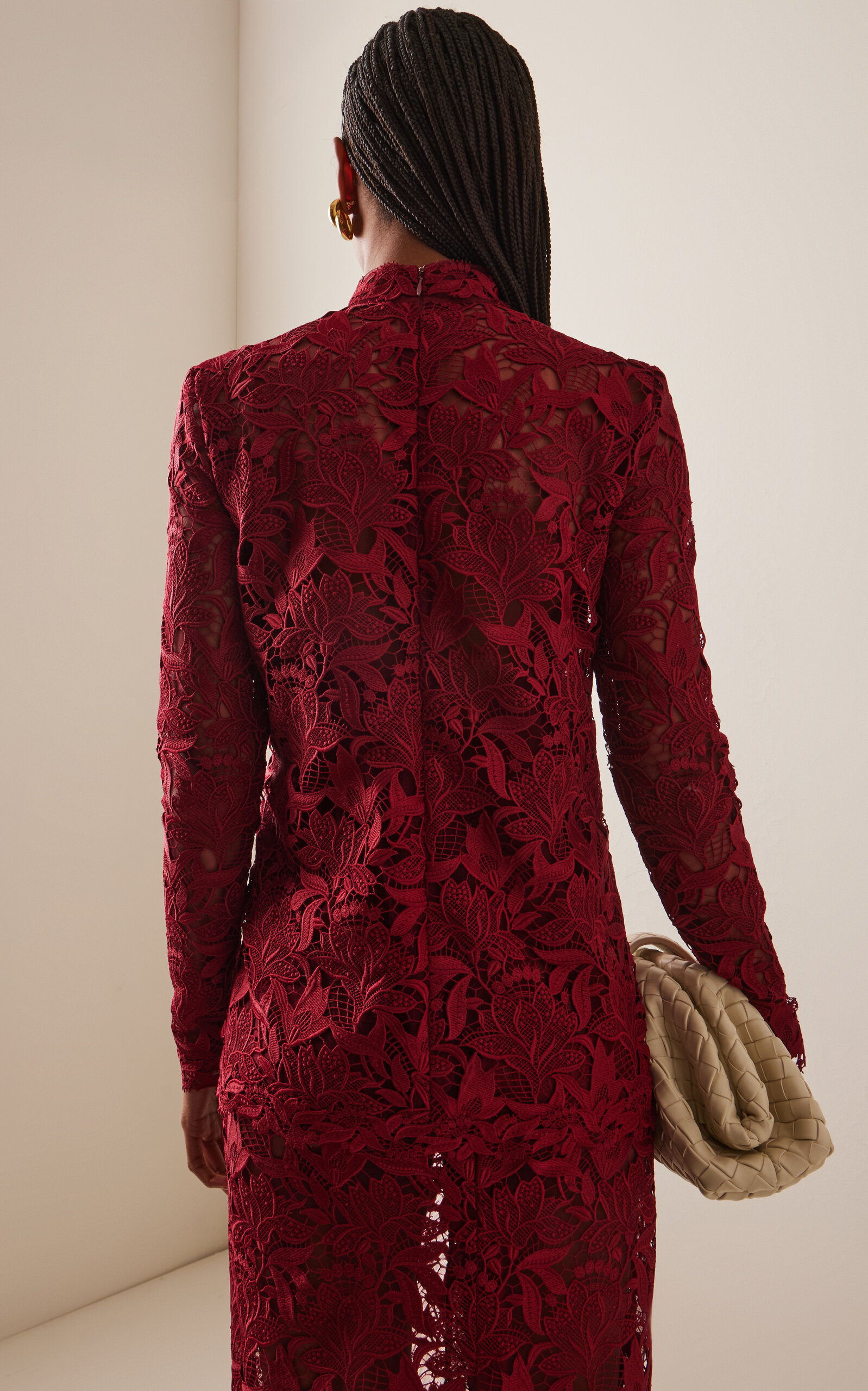 Lace Mock Neck Top red - 4