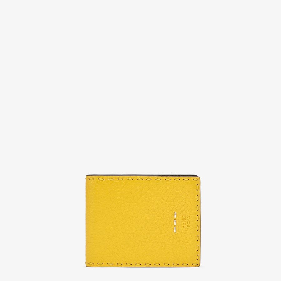 Yellow leather bi-fold wallet - 1