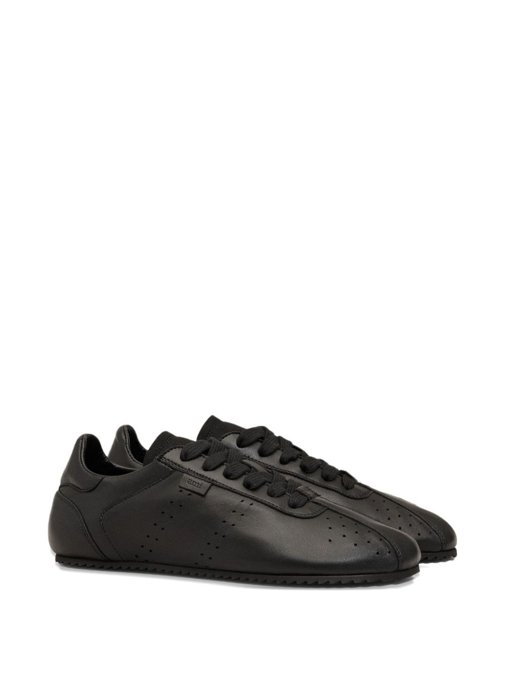 perforated leather lace-up sneakers - 2