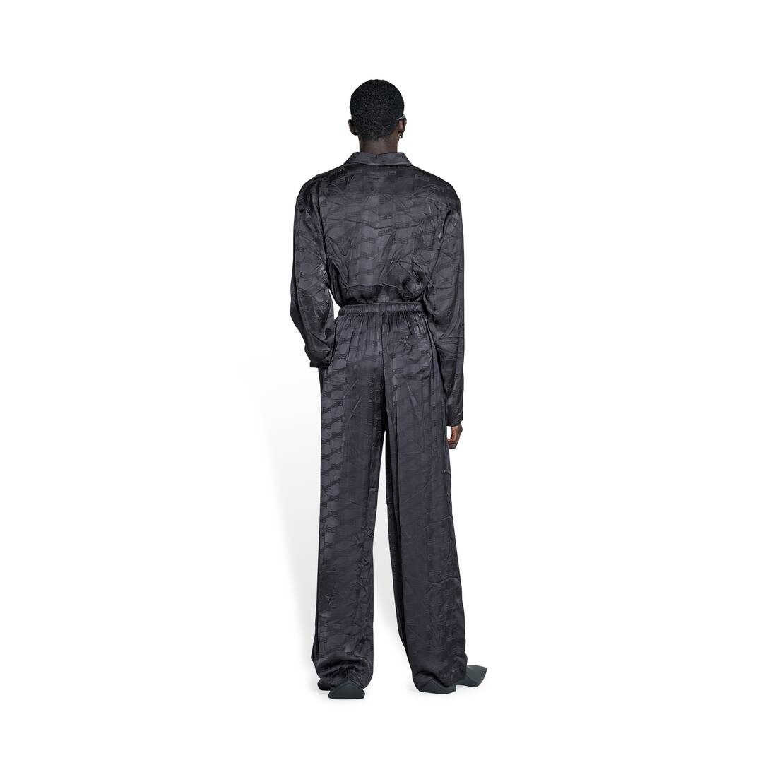 Men's Bb Monogram Jacquard Pyjama Shorts in Black - 4