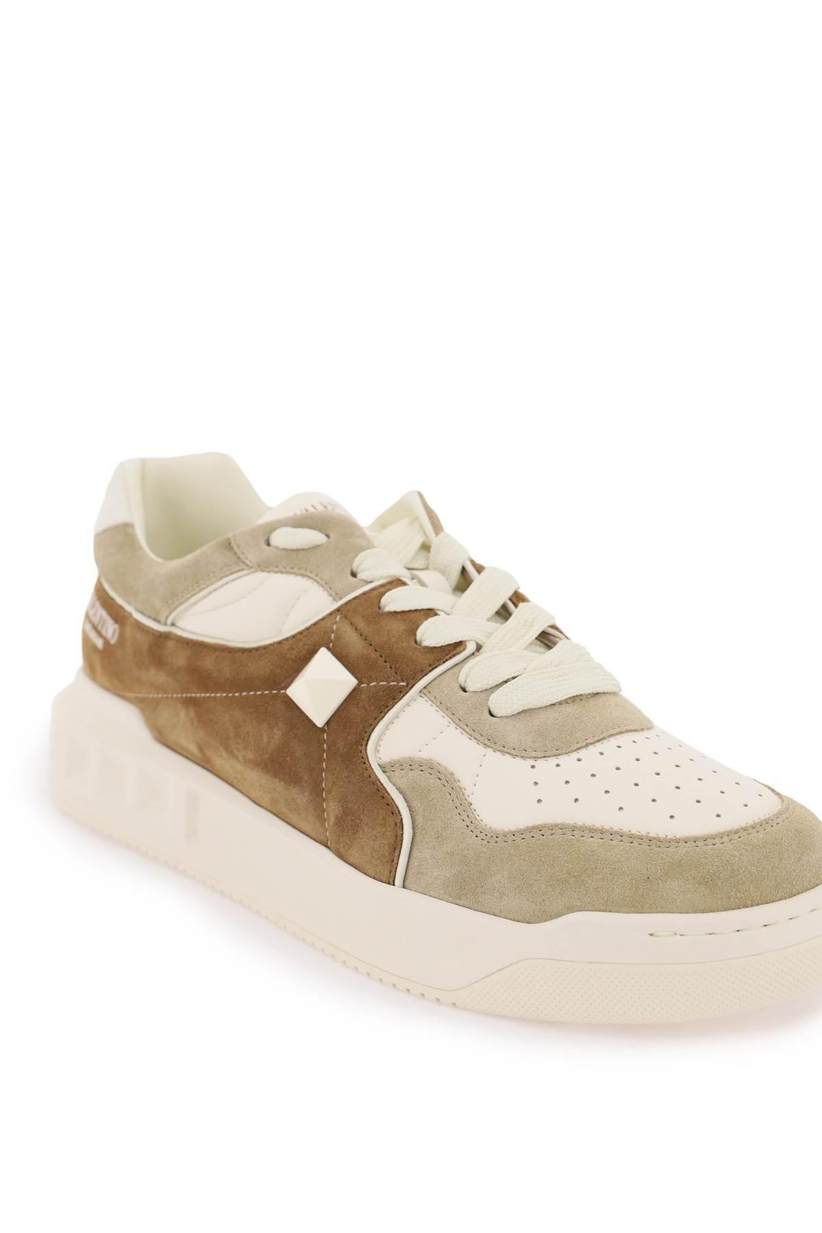 ONE STUD CRUST AND NAPPA LEATHER SNEAKERS - 4