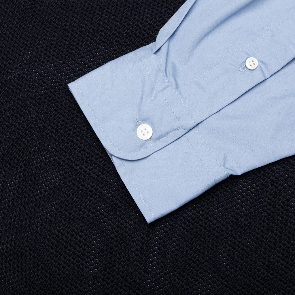 MIXED MATERIAL SHIRT - SAX/NAVY - 4