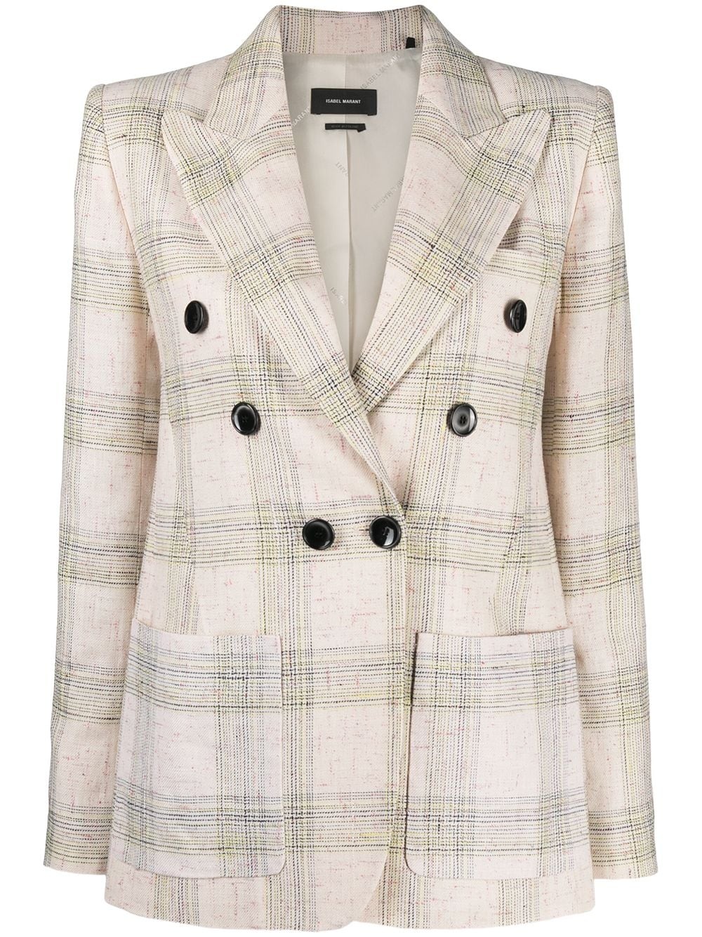 Lenora check-print double-breasted jacket - 1