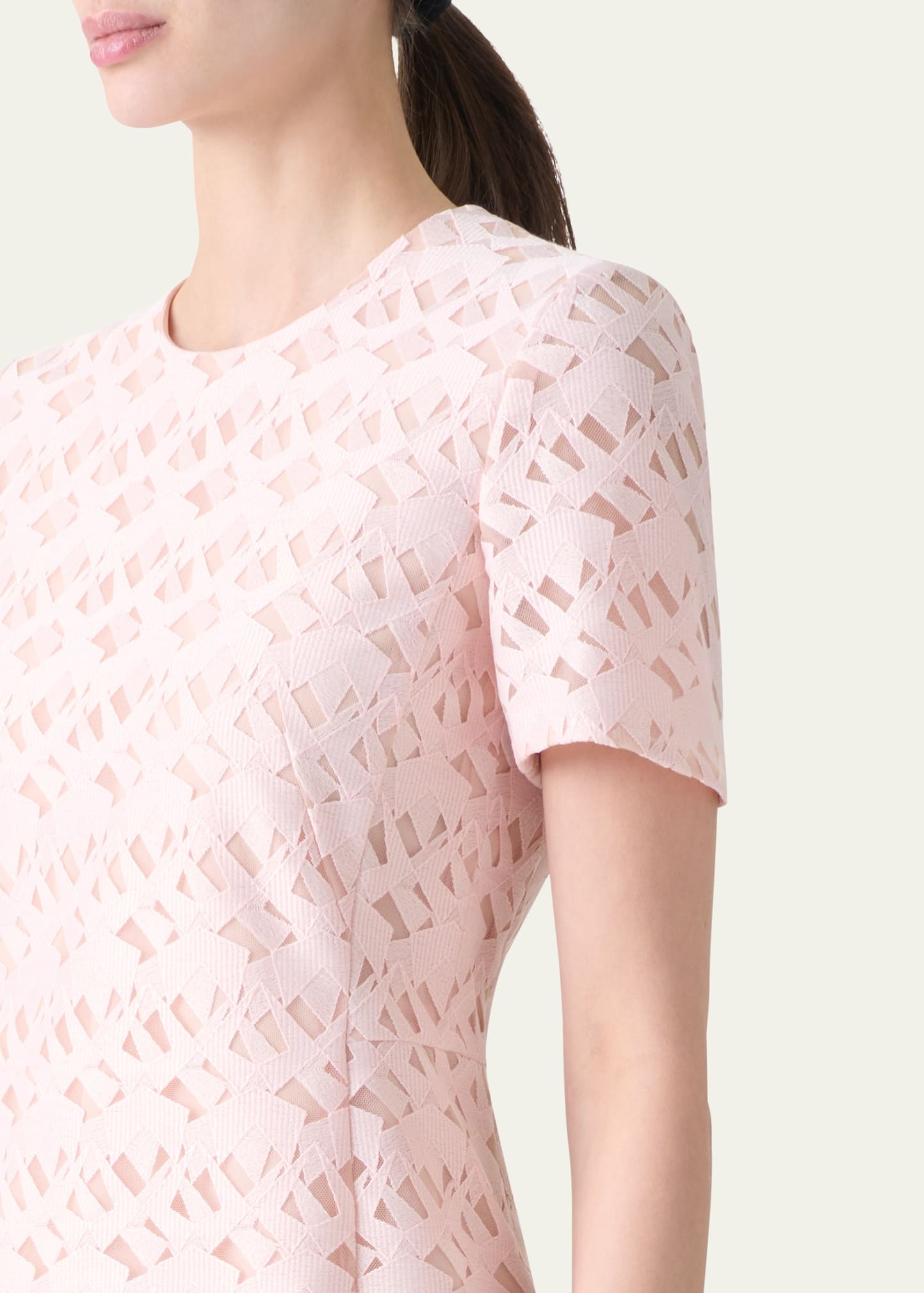 Tulle Techno Geometric Short Dress - 5