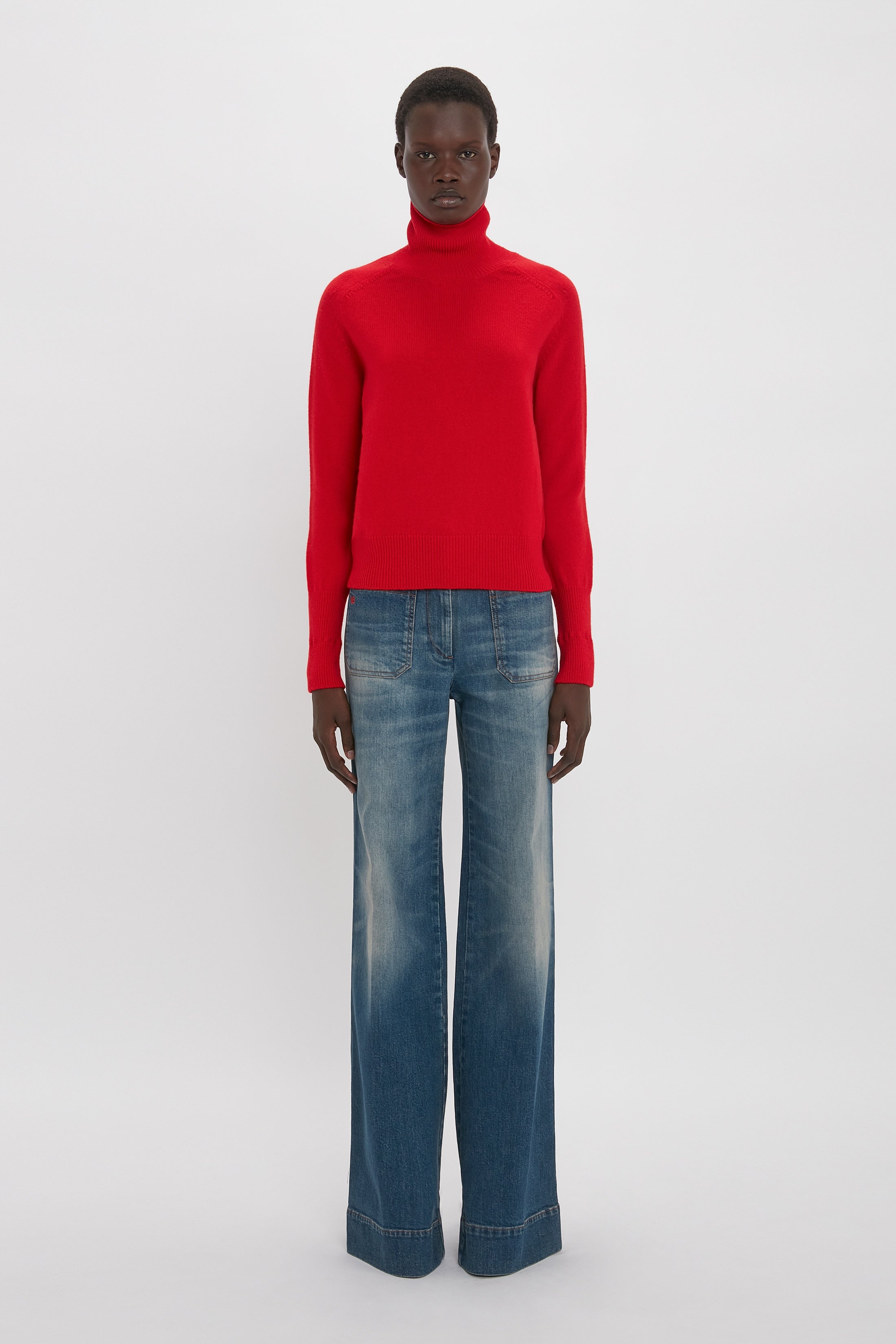 Polo Neck Jumper In Red - 2