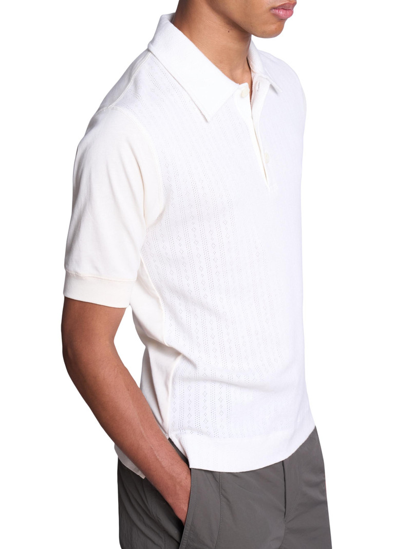 Men's Pointelle Knit Polo Shirt - Off White 6