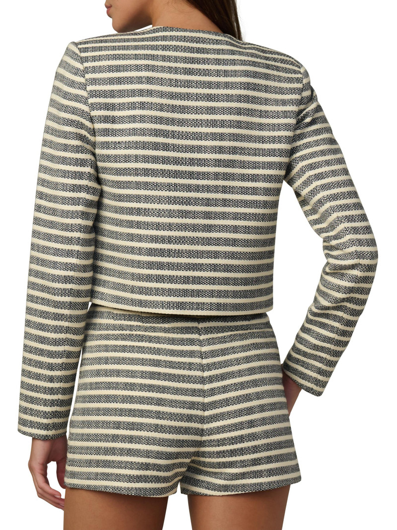 Women's The Talia Striped Crop Jacket - Midnight Ecru 5