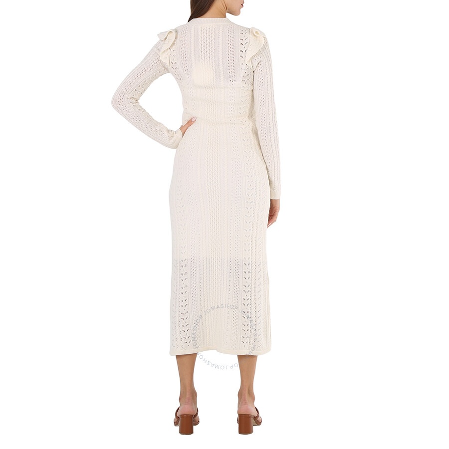 Chloe Ladies Snow White Wool Cash Knit Dress - 4