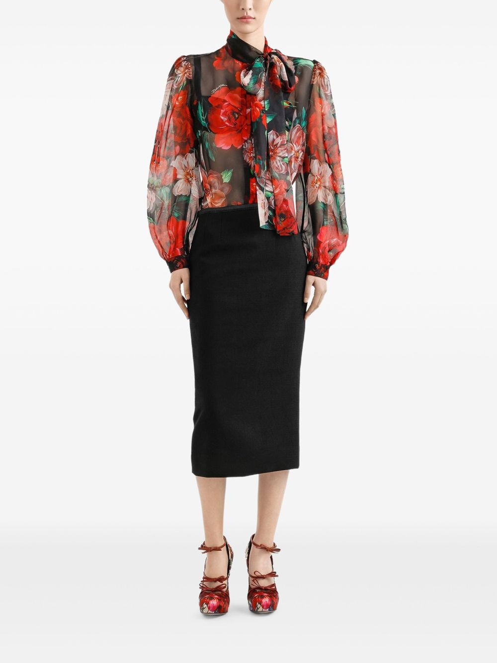 Rose-print chiffon blouse - 2