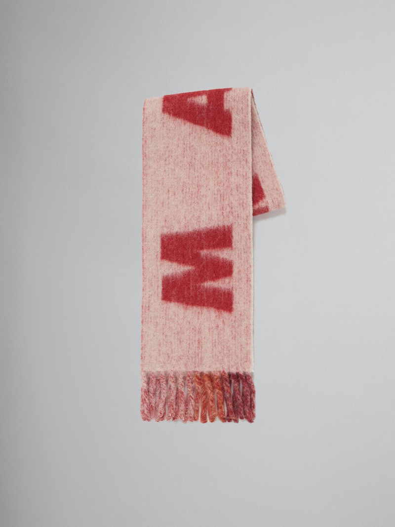 MAXI 로고를 가진 PINK MOHAIR와 WOOL SCARF - 1
