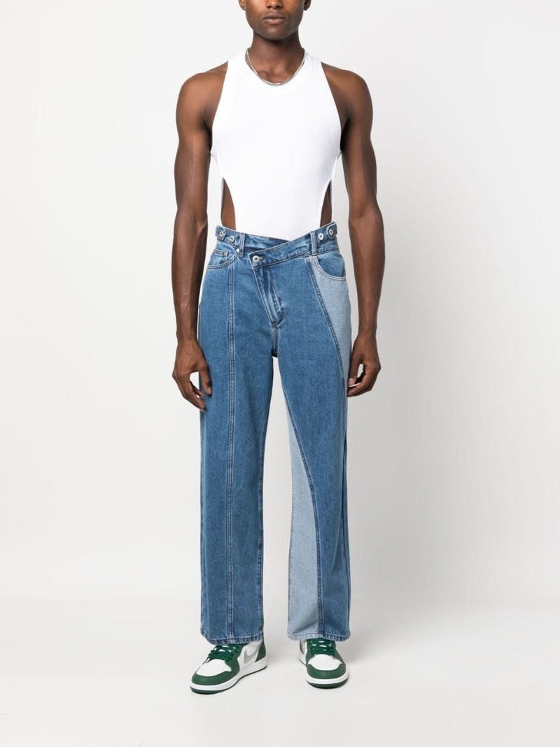 FENG CHEN WANG deconstructed-design denim jeans outlook