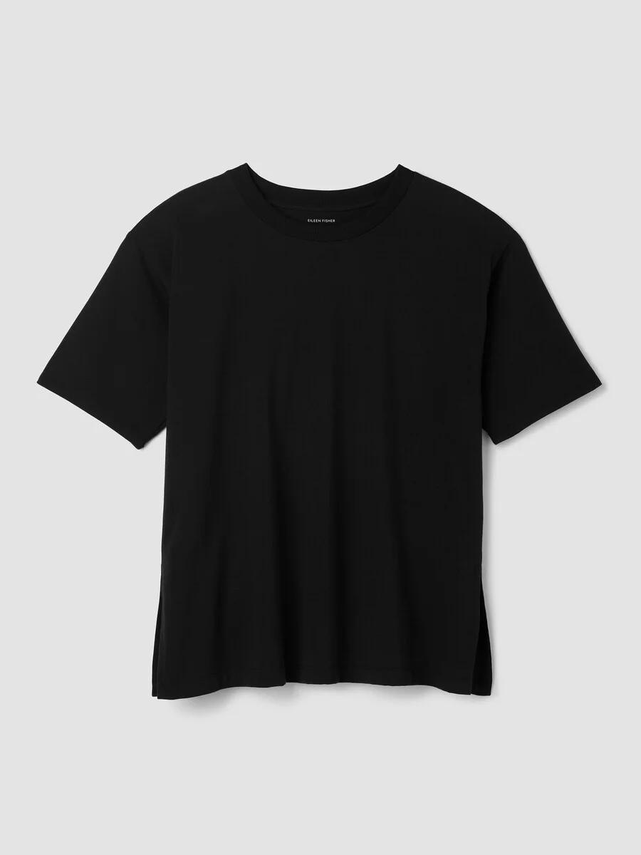 Pima Cotton Stretch Jersey Crew Neck Long Top - 1