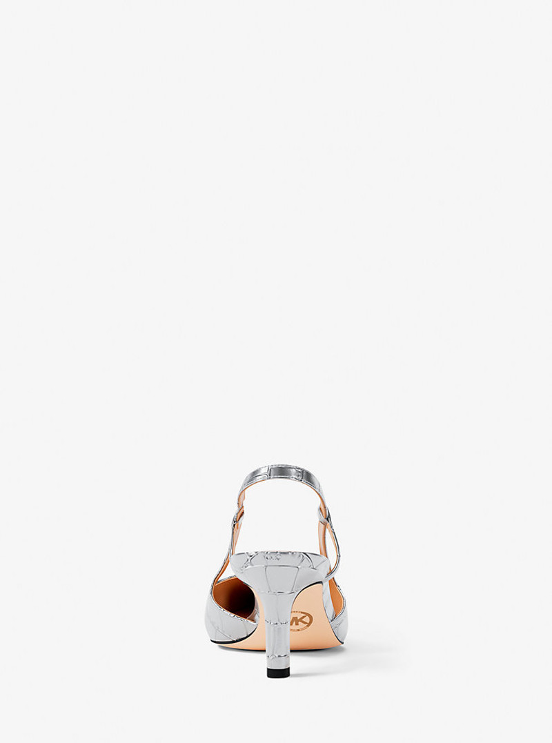 Alora Metallic Crocodile Embossed Leather Slingback Pump 4