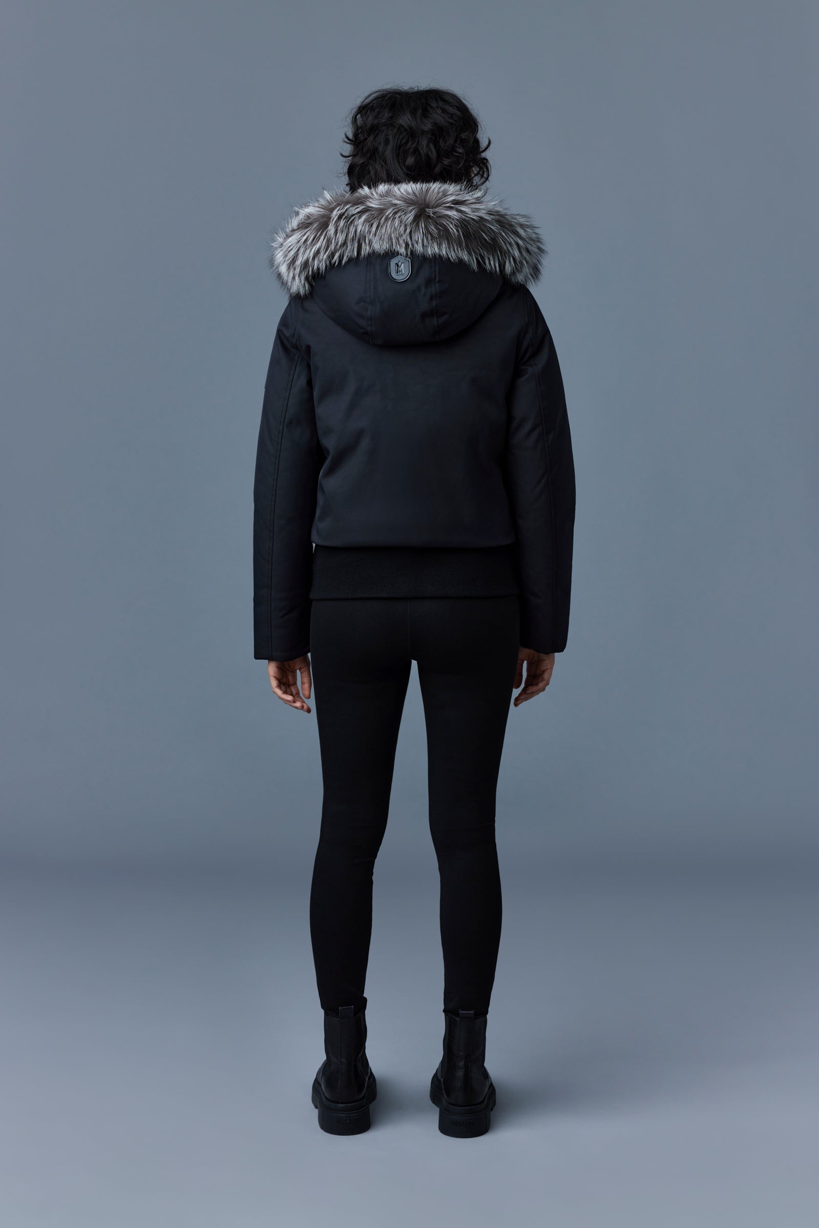 CORY Twill down bomber with removable hood and silver fox fur - 4