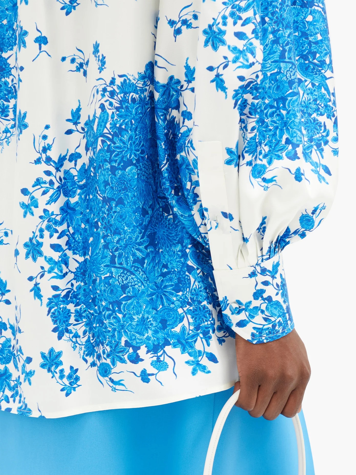 Pussy-bow delft-print silk-twill blouse - 3