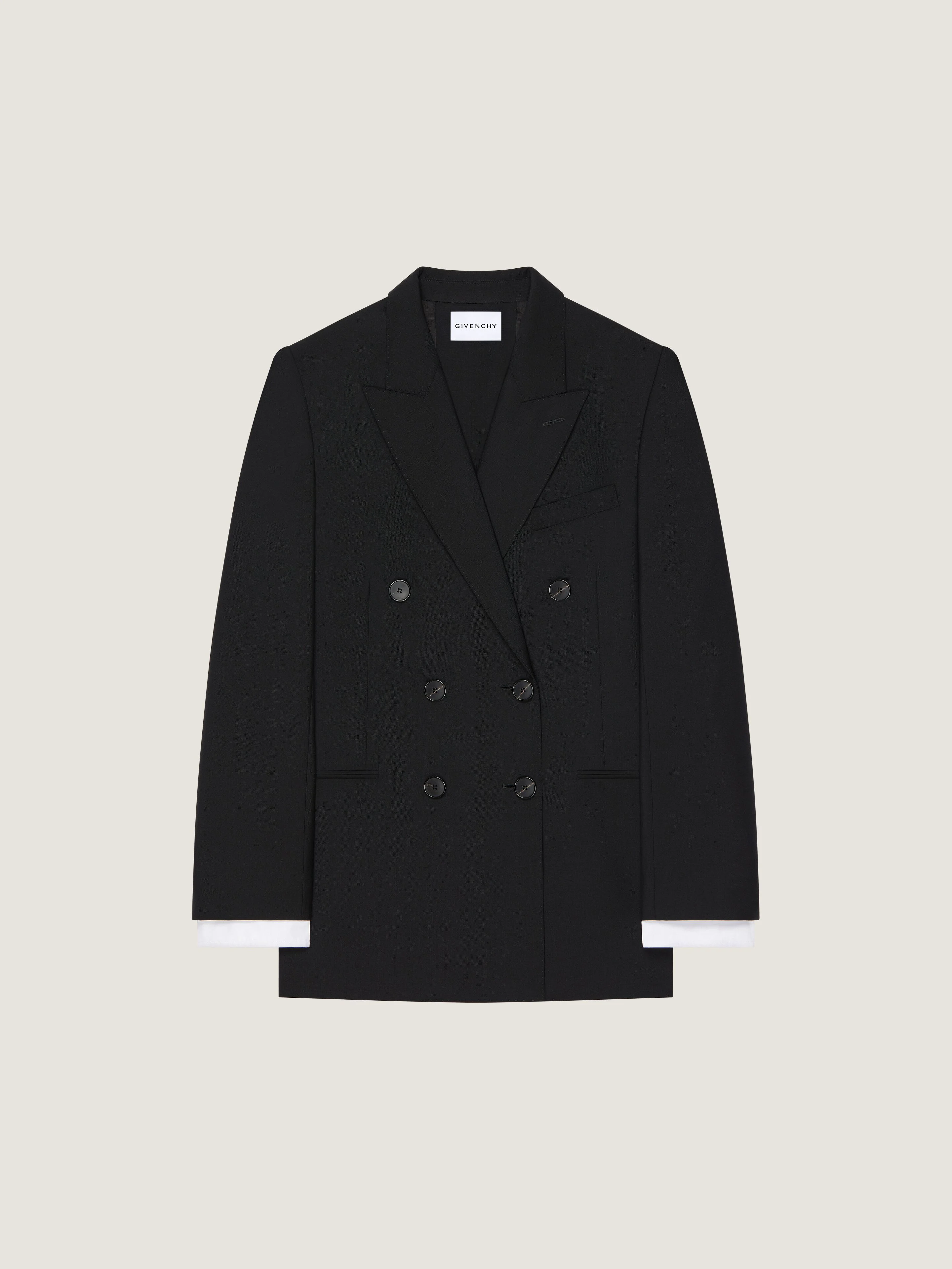 DOUBLE-BREASTED SLASHED JACKET IN WOOL AND MOHAIR - 1