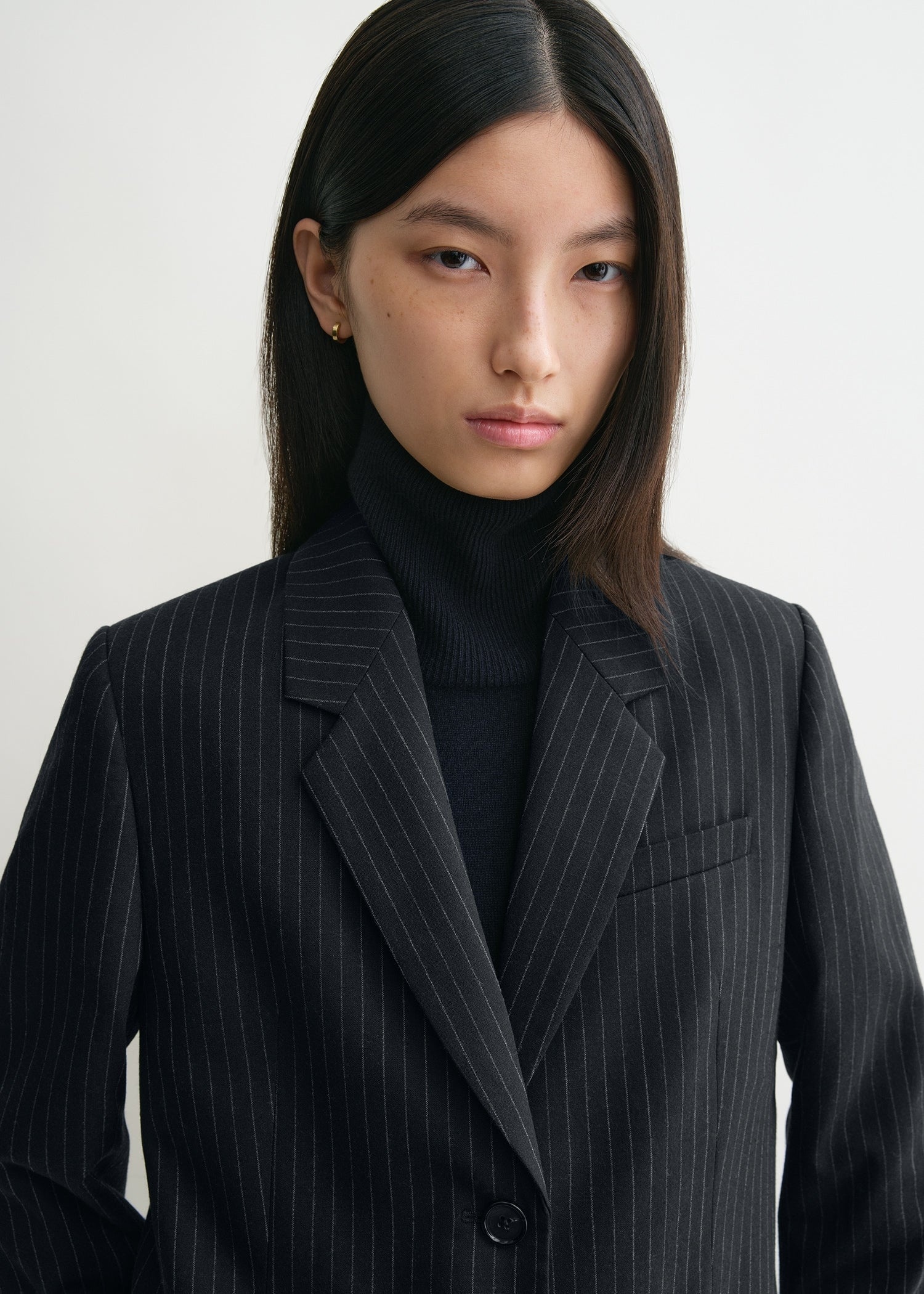 Tailored pinstriped suit jacket navy - 5