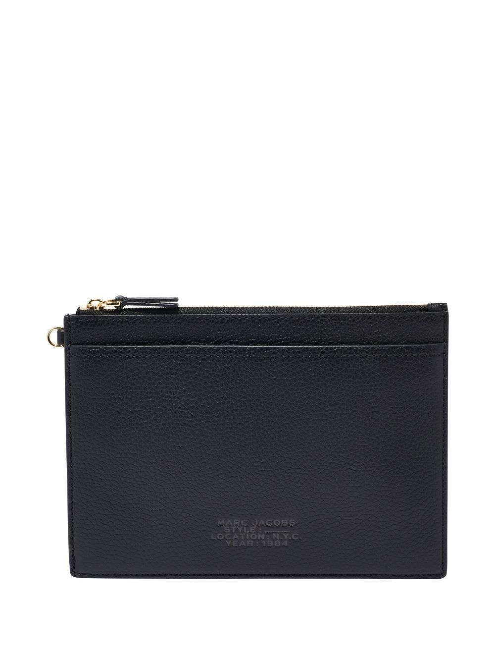 leather embossed-logo wristlet wallet - 5