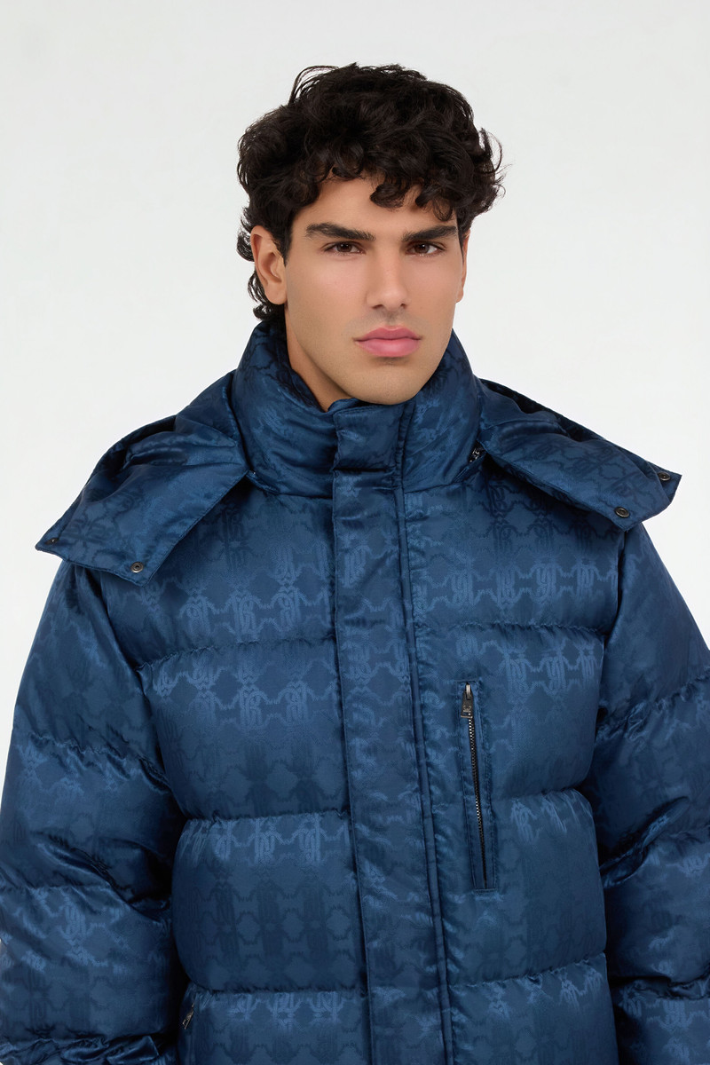 Blue Down Jacket with RC Monogram All Over 6