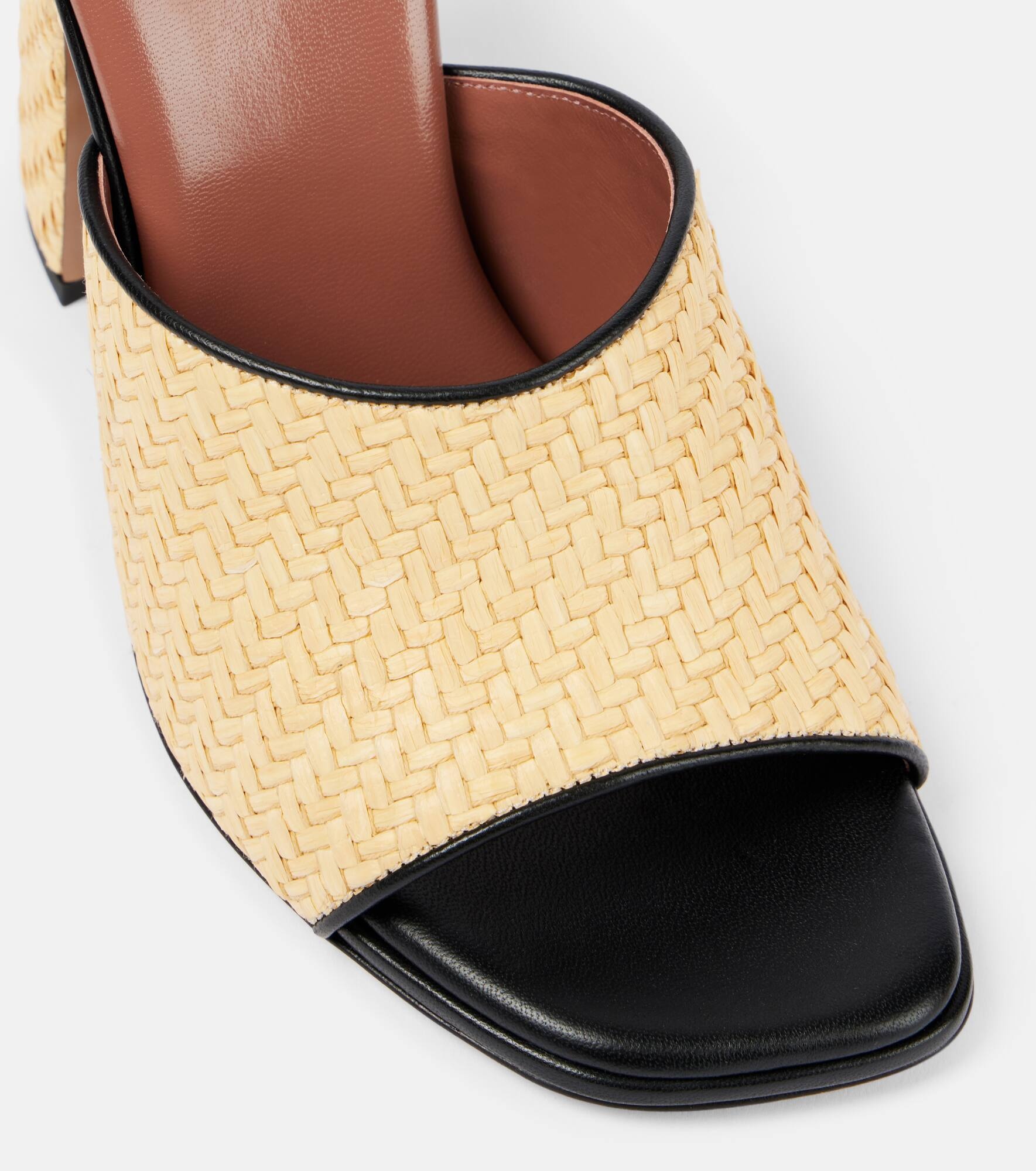 Ava 100 raffia and leather mules - 5