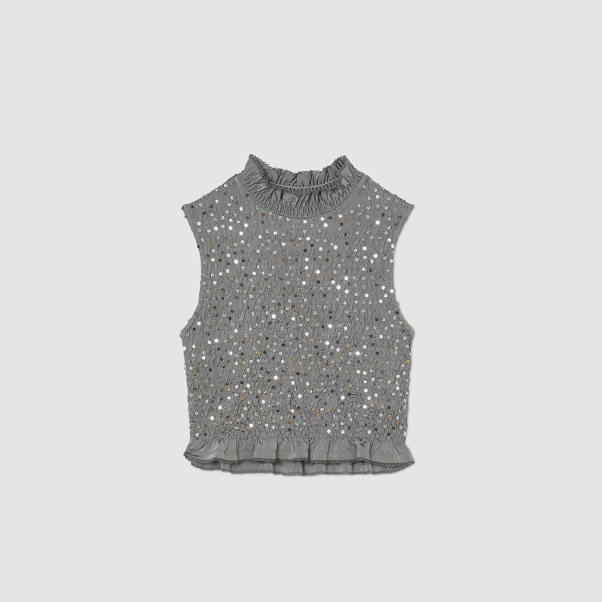 SMOCKED TOP WITH SEQUINS - 1