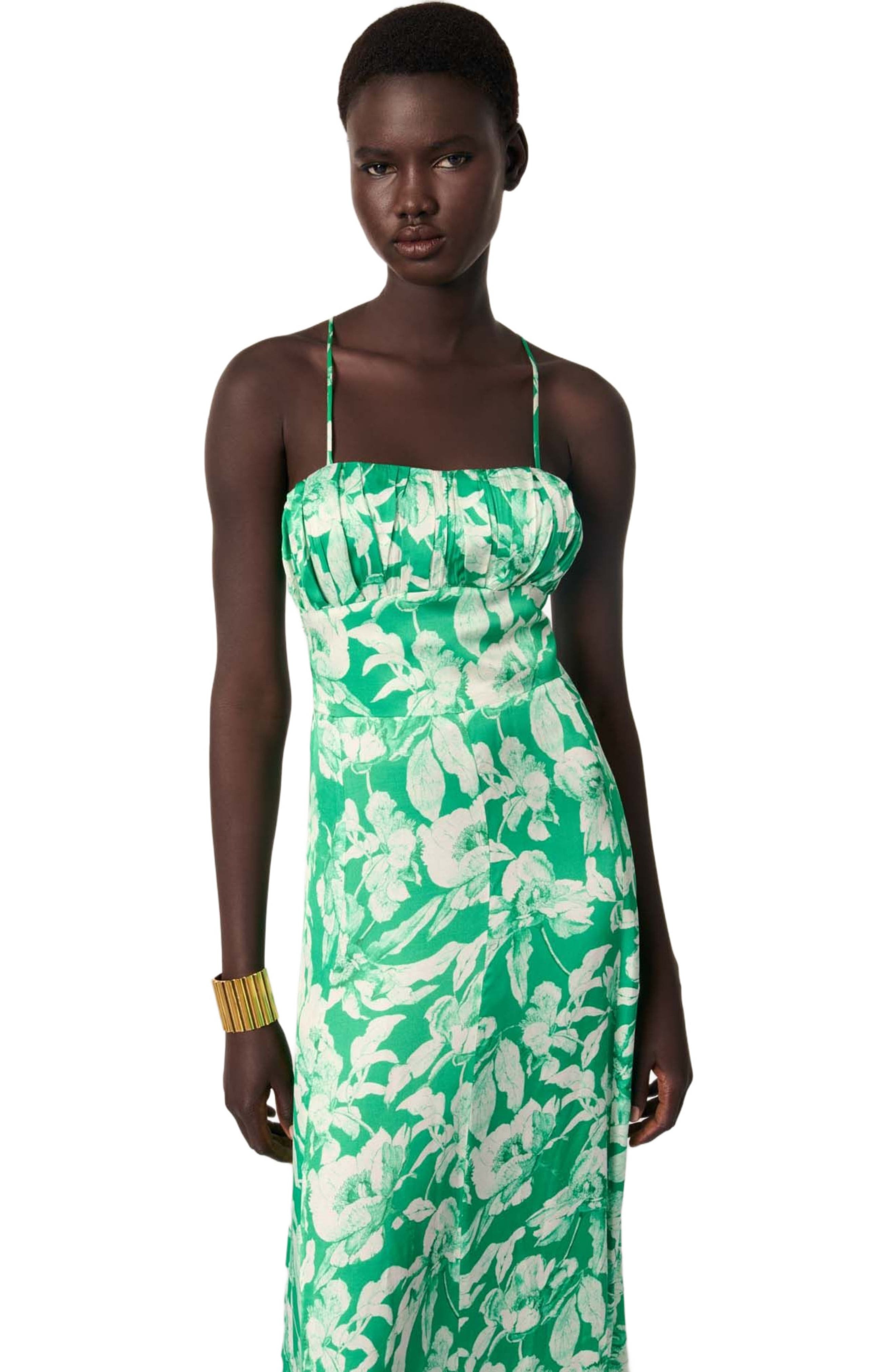 maje Floral patterned maxi dress in Ecru/green Floral Print at Nordstrom - 4