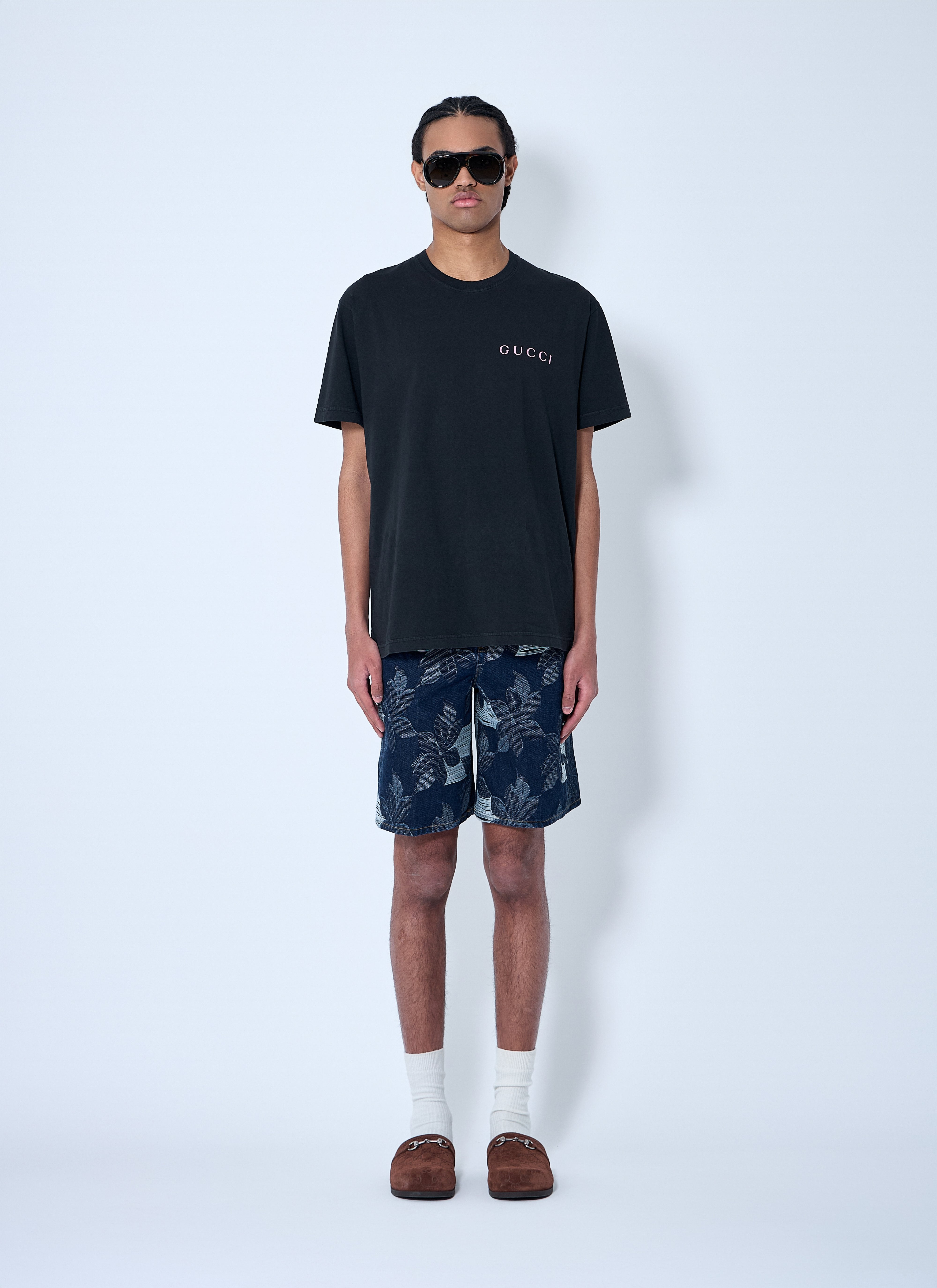 Gucci Men Denim Jacquard Shorts - 2