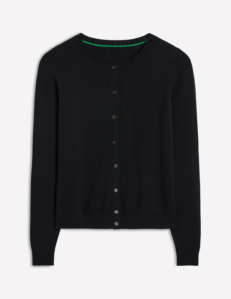 Emilia Cotton Crew Cardigan-Black 6