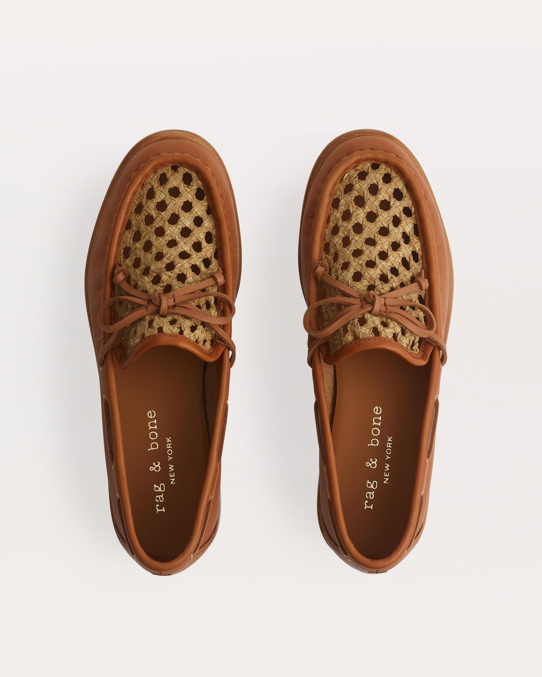 Carter Woven-Trimmed Leather Boat Shoes - 4